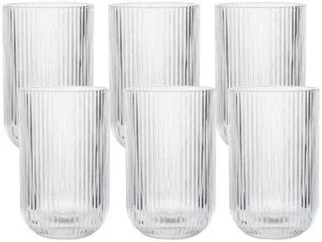 Conjunto 6 Copos de Vidro Haus Concept Canelado – 430ml