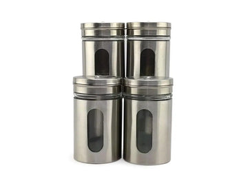 SteelGlass Spice – Kit Porta Condimentos em Vidro e Inox com Vedação Hermética