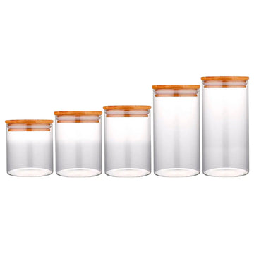 Kit EcoGlass – Potes Herméticos com Tampa de Bambu