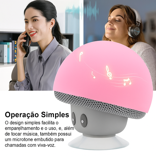 Caixinha Cogumelo Bluetooth – Mini Alto-Falante com Ventosa Infantil