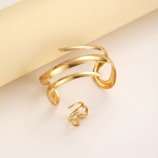 Conjunto Linhas – Pulseira e Anel com Design Geométrico