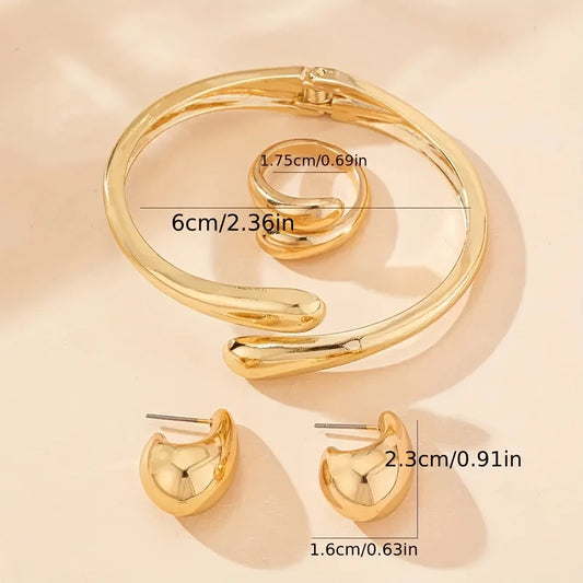 Conjunto Gota D’Água Elegance – Colar, Brinco e Pulseira