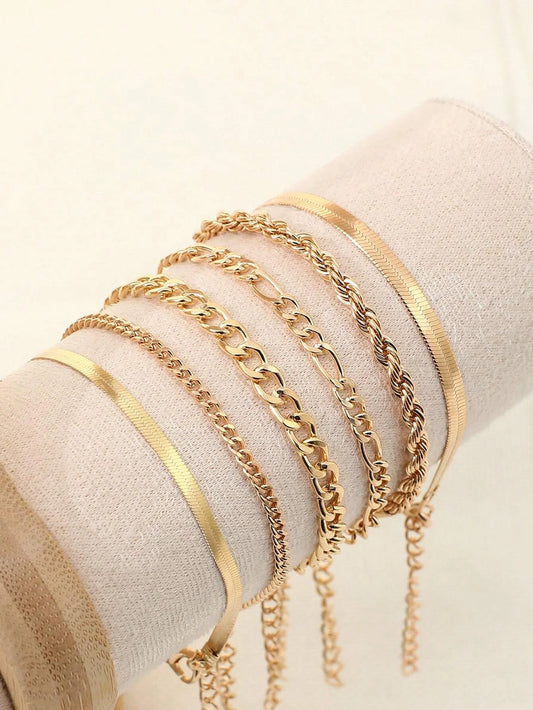 Kit 6 Pulseiras Correntes Urbanas – Estilo Punk Minimalista