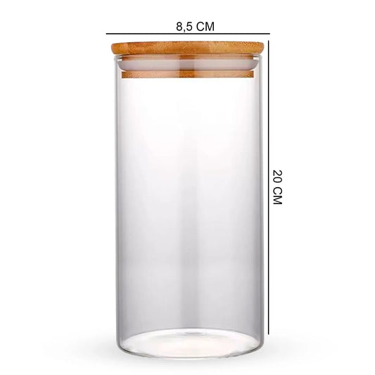 Kit EcoGlass – Potes Herméticos com Tampa de Bambu