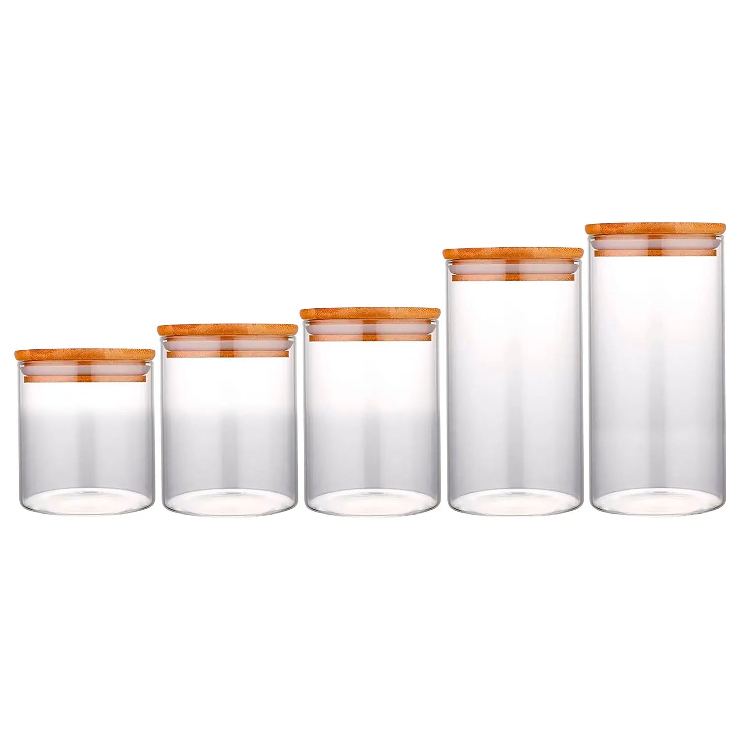 Kit EcoGlass – Potes Herméticos com Tampa de Bambu